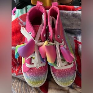 Jojo Siwa high top rainbow bow shoes